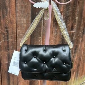 Betsey Johnson Women's Black Tuft Love Cross Body Bag-NWT